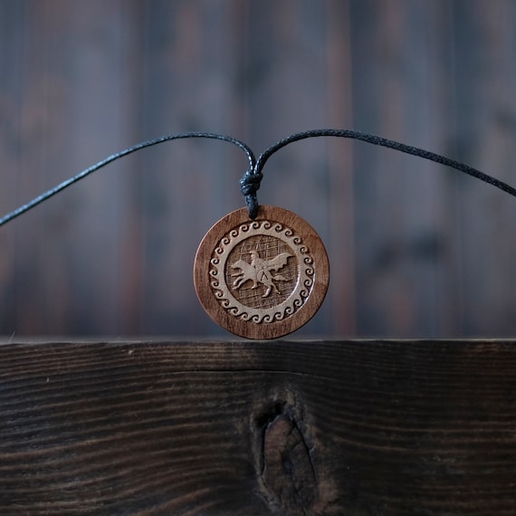 Alexander The Great Necklace. This Round Handmade Wooden Brown Necklace/Pendant Made From Solid Wood.