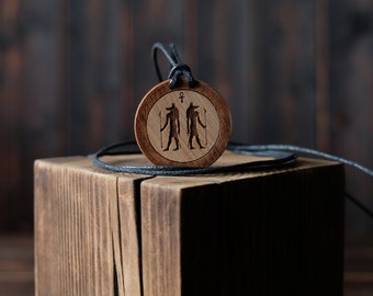 Egyptische ketting, Anubis-ketting, Egyptische ketting, Egyptische God-hanger, houten Anubis-hanger. Egyptische talisman.