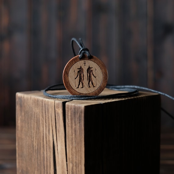 Egyptian Necklace, Anubis Necklace, Egyptian Necklace, Egypt God Pendant, Anubis Wooden Pendant. Egyptian Talisman.