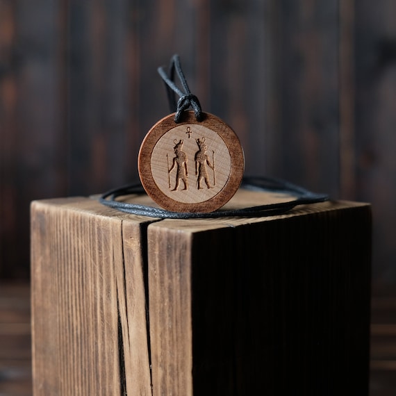 Egyptian Necklace, Horus Necklace, Egyptian Necklace, Egypt God Pendant, Horus Wooden Pendant. Egyptian Talisman.