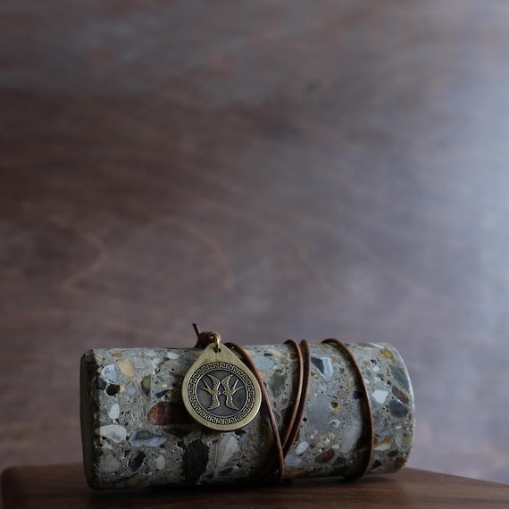 Swallow Pendant - Crafted Bird Necklace From Brass, Nature-Inspired Jewelry in Ancient Greece Style. With Adjustable/Sliding Leather Cord.