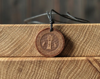 Egyptian Necklace Djed. Egyptian Necklace, Made from Solid Wood. Egyptian Symbol.