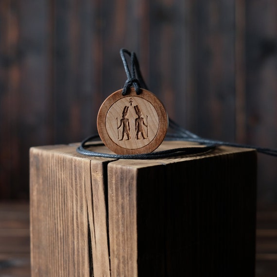 Egyptian Necklace, Amon Necklace, Egyptian Necklace, Egypt God Pendant, Amon Wooden Pendant. Egyptian Talisman.
