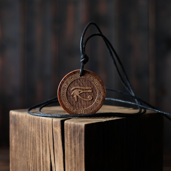 Eye of Horus Necklace/Pendant. Made from Solid Wood. Egyptian Symbol Necklace.