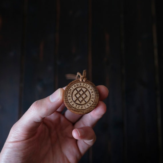Wood Necklace-Gar Rune Pendant, Gar Rune Necklace, Northumbrian Rune Pendant, Vikings Necklace, Wooden Viking Symbol, Viking Amulet.