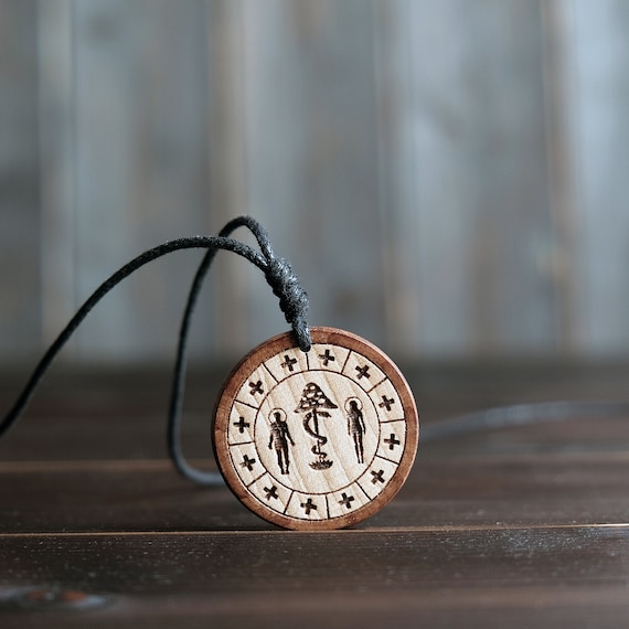 Adam And Eve Necklace-Psilocybin Mushroom Pendant-Wooden Mushroom Necklace-Paul Staments-Amanita Muscaria-Magic Mushroom-Jerry B Brown.