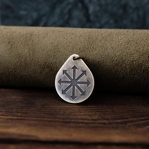 Chaos Star Necklace/Pendant. Made from Solid Brass with Adjustable/Sliding Leather Cord.