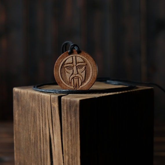 Norse God Forsete, Round Solid Wood. Norse mythology necklace.  Necklace/Pendant.