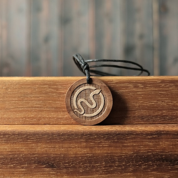 Snake Necklace/Pendant, Round Solid Wood. Spiritual necklace.  Serpent Symbol.