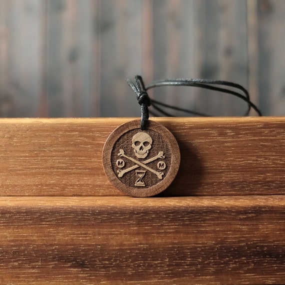 Memento Mori Stoic Necklace/Pendant. This Necklace Made from Solid Wood Piece.