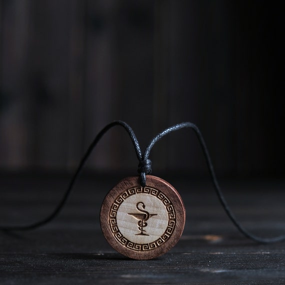 Bowl of Hygieia Pendant Necklace-Greek Symbol Pendant-Ancient Greek Symbol Pendant-Symbol of Pharmacy. Gift for Pharmacist.