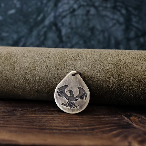 Eagle Necklace/Pendant. Made from Solid Brass with Adjustable/Sliding Leather Cord.