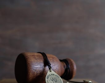 Mushroom Pendant. Just a Fun Soul Looking for a Fungi” Brass Pendant | Mushroom Necklace | Solid Brass Jewelry with Adjustable Leather Cord