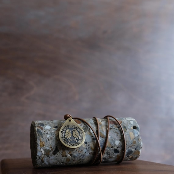 Brass Robin Bird Pendant – Ancient Greek Style Necklace – Handmade Nature Jewelry – Symbolic Gift for Bird Lovers