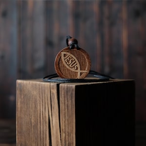 Wooden jesus hotsell fish necklace
