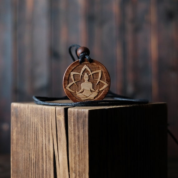 Gaia Goddess Necklace/Pendant. Made from Solid Wood. Yoga Meditation Necklace.