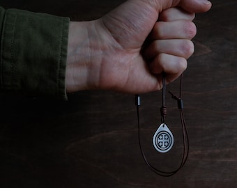Jerusalem Cross Necklace/Pendant. Made from Solid Titanium with Adjustable/Sliding Leather Cord.