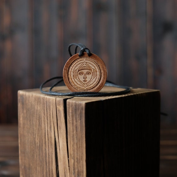 Sif Goddess Wooden Necklace , Round Solid Wood. Nordic/Norse Mythology Necklace. Sif Goddess Necklace/Pendant.