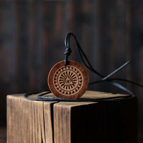 Eye of Providence Necklace/Pendant. Made from Solid Wood. All-Seeing Eye Symbol Necklace.