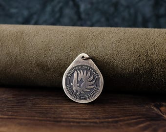 French Foreign Legion Symbol Necklace/Pendant. Made from Solid Brass with Adjustable/Sliding Leather Cord.