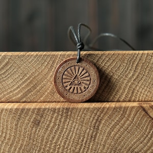 Eye of Providence Necklace/Pendant. Made from Solid Wood. All-Seeing Eye Symbol Necklace.