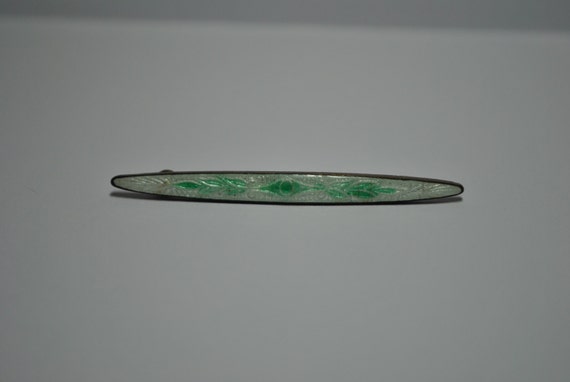 Edwardian Era Guilloche Enamel Bar Pin - image 1