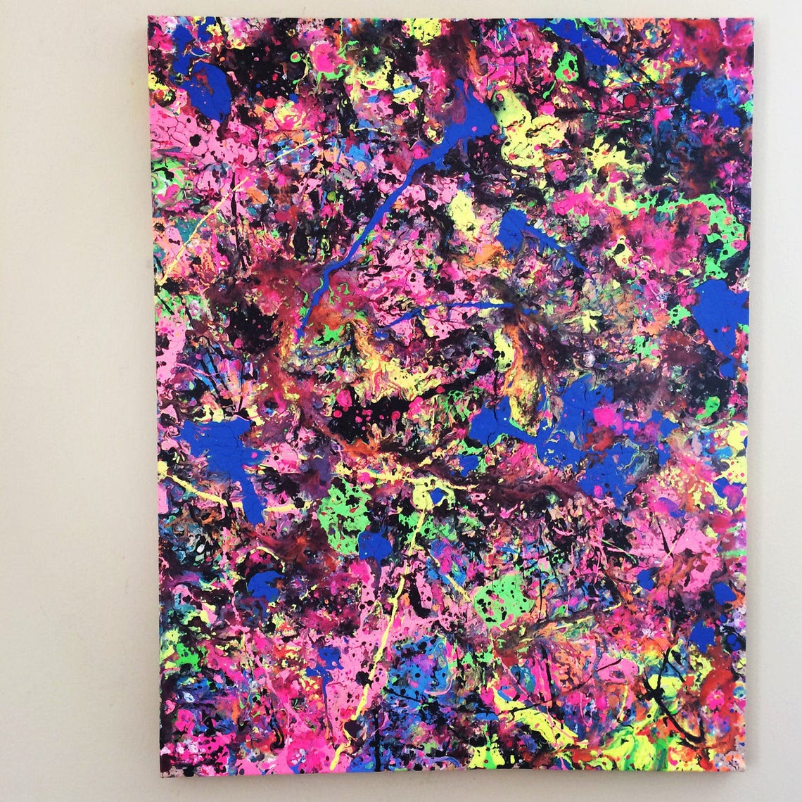 XL Neon Painting Abstract Neon Art Large Pink Painting Etsy