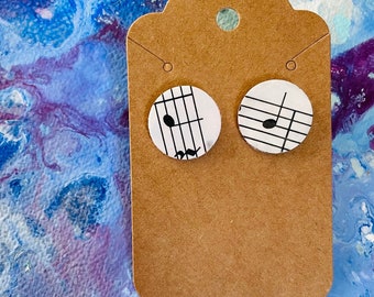 COLLAGE MUSIC Earrings Music Notes Studs Jewelry Hand Cut Gifts for Musicians Teacher Gift Earrings Nickel Free LIGHTWEIGHT Wearable Artwork
