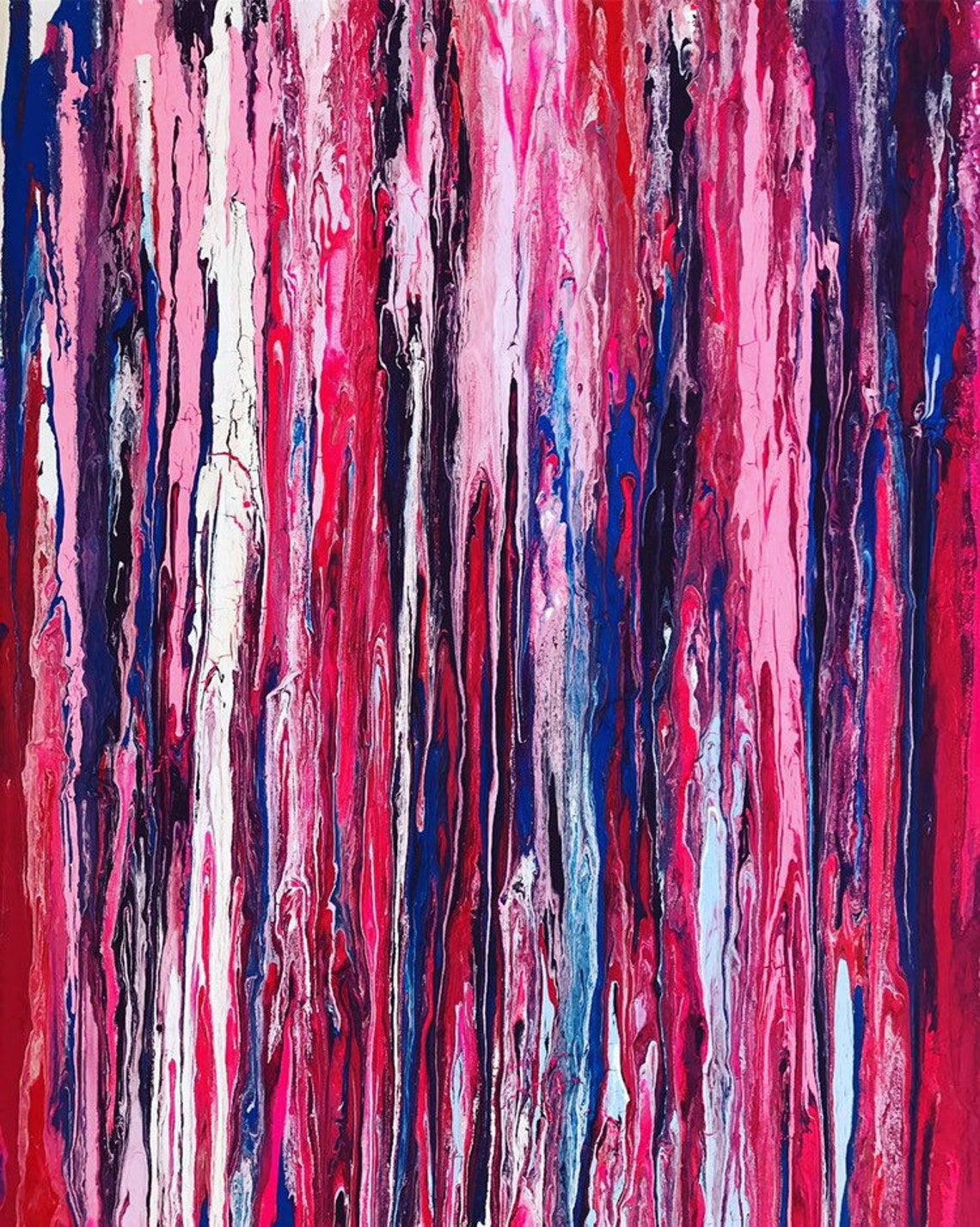 Hot Pink Abstract Art Pink Large Painting Ready to Hang Art Etsy