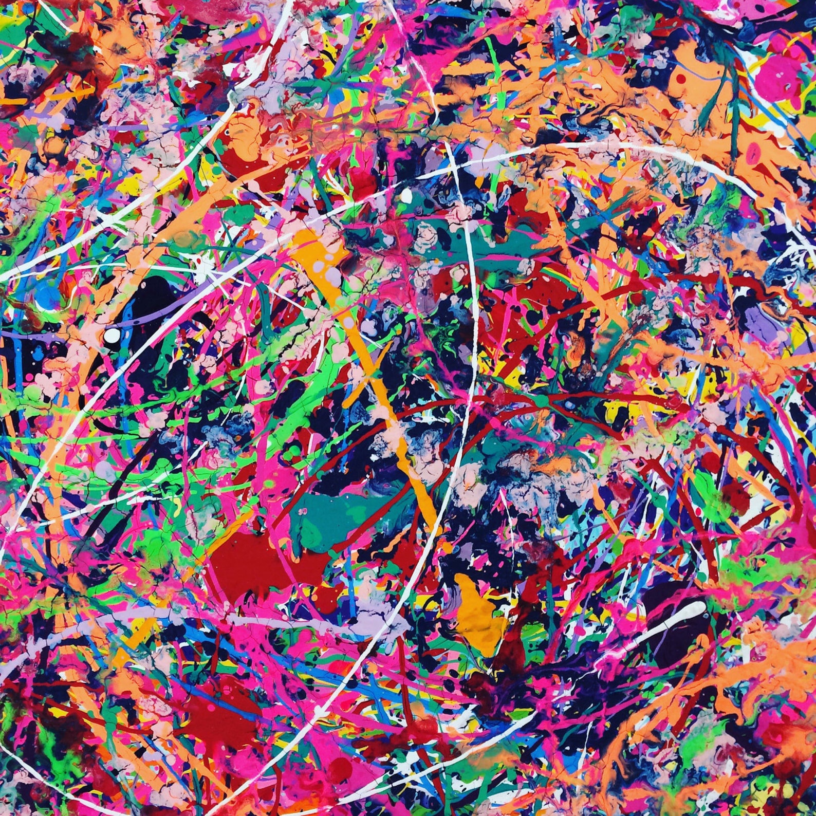 Neon Abstract Art Splatter Painting Colorful Canvas Art Large Etsy