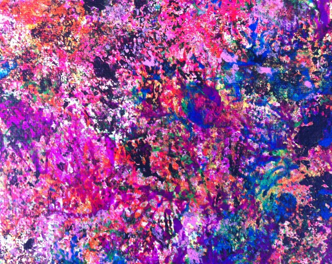 Abstract Painting Modern Wall Art Pink Abstract Art Neon Painting Bright Colorful Art 16x20