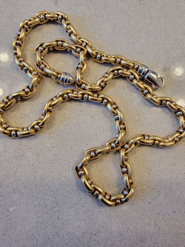 Repurposed Louis Vuitton Gold & Café Charm Paper Clip Bracelet