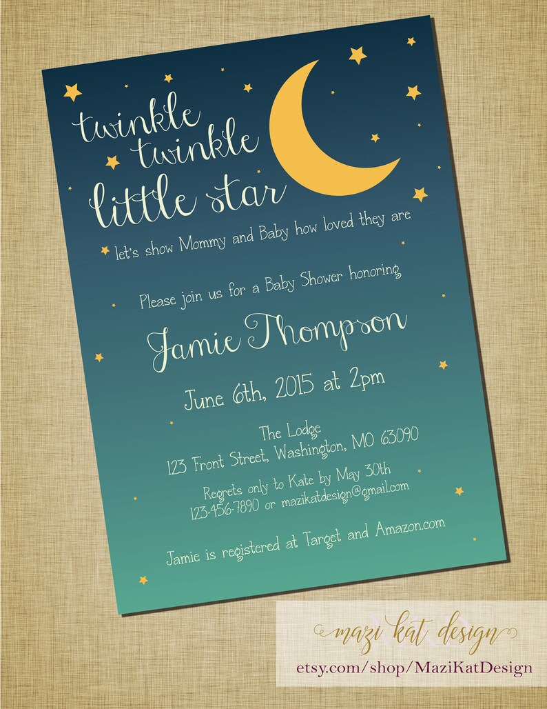 twinkle twinkle little star baby shower invitations etsy