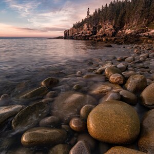 Sunrise in Acadia National Park Photo, Metal or Acrylic Print Harry Collins Original Photography Sunrise over rocks Wall Art Home Decor