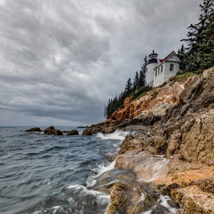 Bass Harbor Lighthouse in Maine Photo, Metal, Canvas or Acrylic Print Harry Collins Photography Wall Art Fine Art Home decor Gifts
