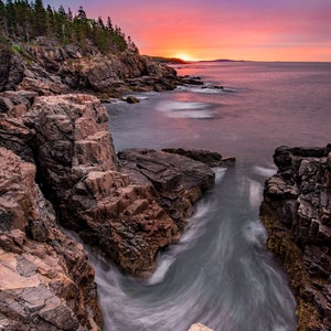 Sunrise in Acadia National Park Photo, Metal or Acrylic Print Harry Collins Photography Wall Art Home Decor Fine Art Print Thunder Hole
