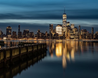 New York City Skyline Photo, Acrylic or Metal Print Harry Collins Original Photography Artwork Home Decor Living Room Wall Art Gifts