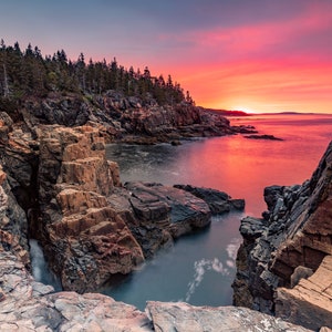 Sunrise in Acadia National Park Photo, Metal or Acrylic Print Harry Collins Photography Wall Art Home Decor Living Room Metal Print Gift