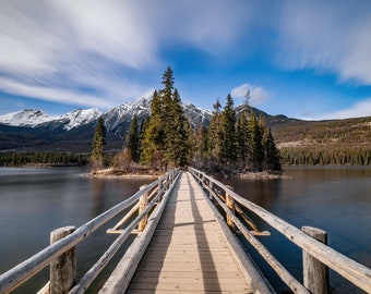Pyramid Lake in Jasper, Canada Print, Metal, Acrylic  or Canvas Photo Harry Collins Original Photography Artwork Home Decor Living room Art