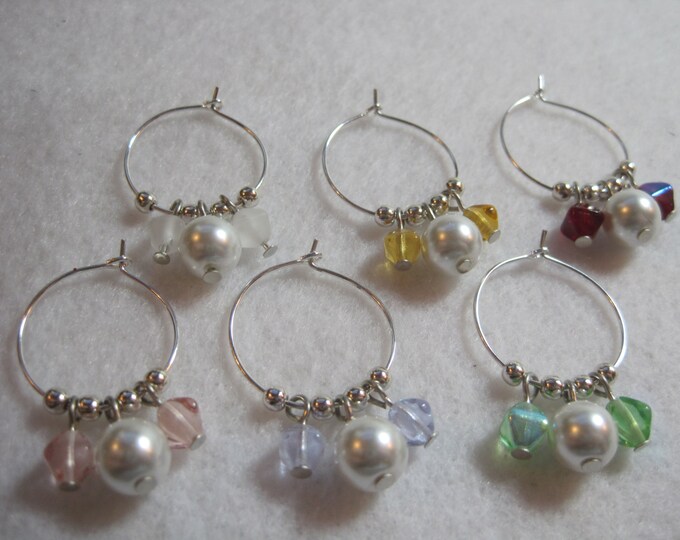 Pearl Wine Glass Charm Set. Mug Charms. Glass Beaded Wine Etsy