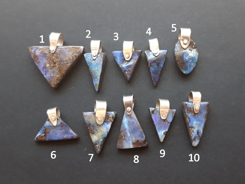 Opal Necklace Blue Opal Pendant Opal Jewelry Australian Opal Necklace Genuine Opal Necklace Stone Necklace Geometric Pendant Silver Opal