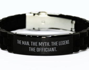 Gift for officiant, Engraved officiant bracelet, The man the myth the legend the officiant gift, gifts for officiant, black bracelet