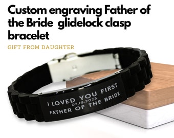 Father of the bride gift from daughter, I loved you first bracelet bride's father, Personalized engraved bracelet men, black engraved