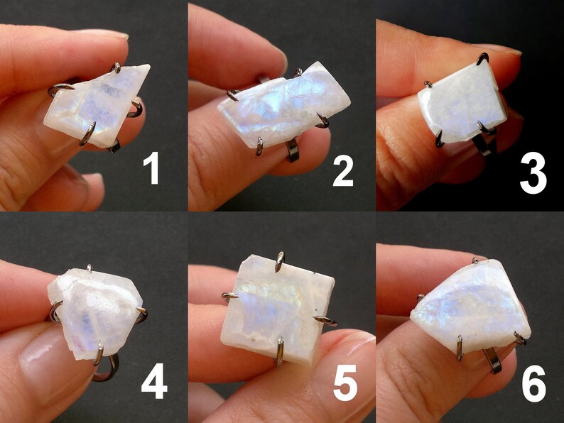 Moonstone Ring Moonstone Jewelry Blue Moonstone Ring Stone Ring Gemstone Ring Gemstone Jewelry Adjusable Ring Black Ring Rainbow Moonstone