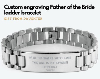 Father of the bride gift from daughter, Of all the walks we've taken bracelet, Personalized engraved bracelet men, stainless steel bracelet