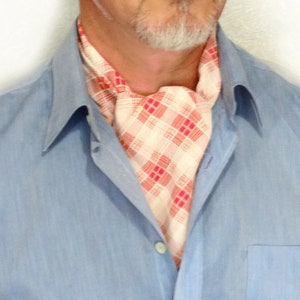 Ascot scarf White red plaid cravat for men women Fashion neck scarf Classic Informal Formal Business Unisex neckerchief Gift for friend