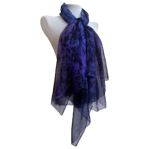 Hand painted silk scarf Lightweight chiffon purple lavender amethyst Wedding honeymoon special event wrap Custom Hand dyed head shawl