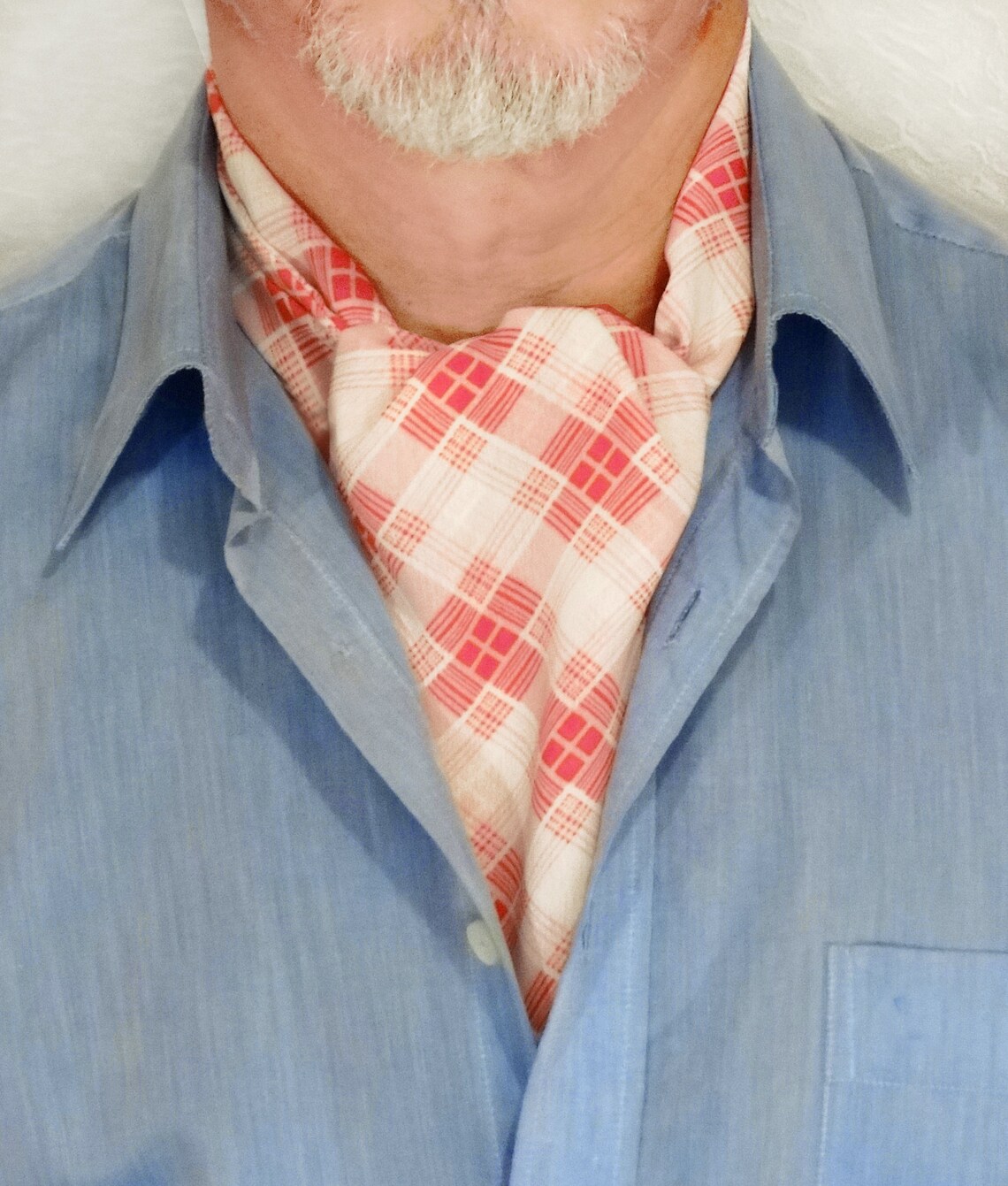 Ascot scarf for men women Fashion neck scarf White red plaid Etsy