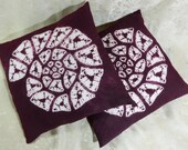 Set 2 decorative throw pillow covers Brown white cotton cases Shibori tie-dye cushions Hand dyed Living room decor Cottage Interior pillows