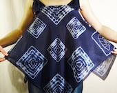 Shibori top Summer dress Hand dyed Silk cotton tunic tank cover-up Blue White top blouse clothes Bohemian clothing Boho Resort beach wear